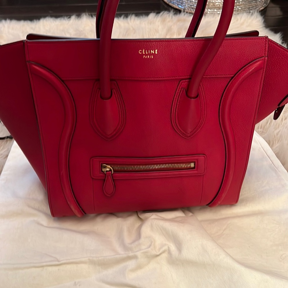 Celine Mini Luggage in Red